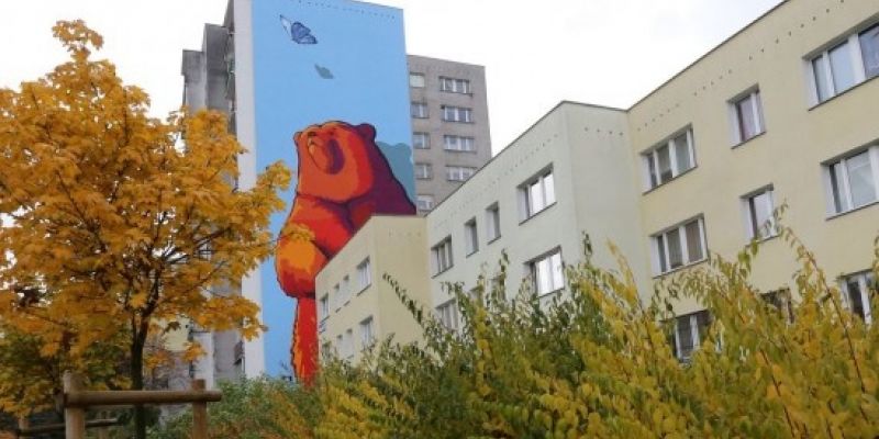 Ursynów ma nowy mural! Niedźwiadek i motyl