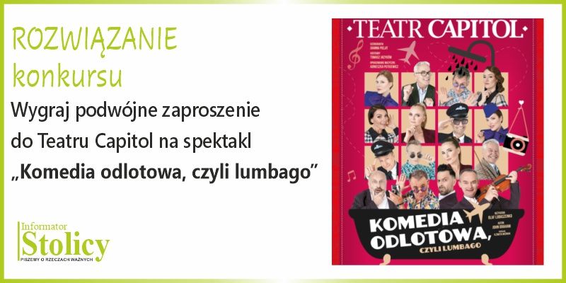 [Rozwiązanie konkursu] Spektakl „Odlotowa komedia, czyli Lumbago” wygraj podwójną wejściówkę