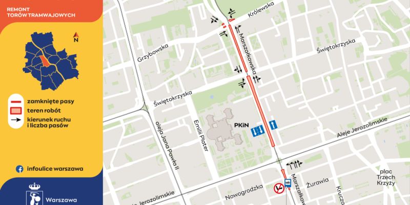 Duże zmiany w ruchu na Marszałkowskiej! Od dziś  nowe zasady przy Królewskiej