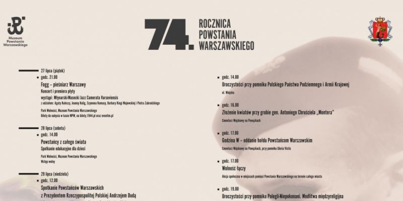 Znamy już program obchodów 74. rocznicy Powstania Warszawskiego