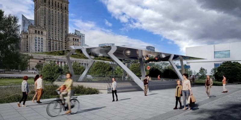 Słynne niebieskie tuby nad stacją Centrum ustąpią miejsca nowoczesnym stalowym konstrukcjom