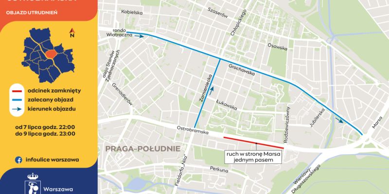 Remont Ostrobramskiej. Dziś rusza frezowanie prawego pasa