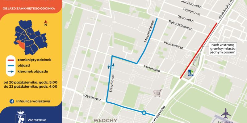 Dziś rozpoczynają się prace drogowe w al. Krakowskiej. Kierowcy pojadą objazdami
