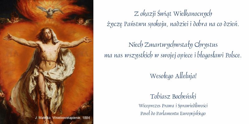 Wielkanocne życzenia od europosła Tobiasza Bocheńskiego