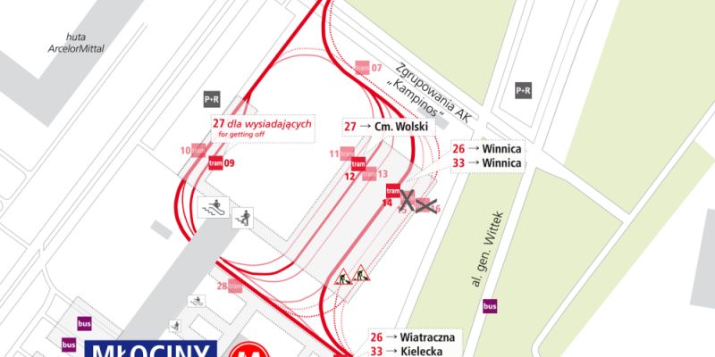 Weekendowe utrudnienia na pętli Metro Młociny