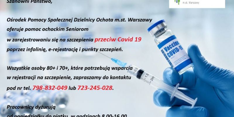 Infolinia dla seniorów z Ochoty w sprawie rejestracji na szczepienia
