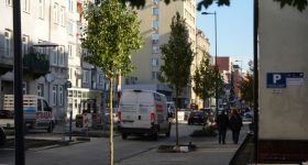 Zielona metamorfoza ulicy Okrzei: Na Praskim odcinku rozpoczęły się pierwsze nasadzenia drzew i krzewów